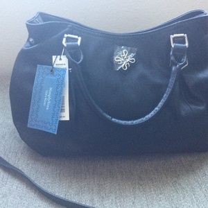 NWT Simply Vera Black Leather Handbag magnet closures